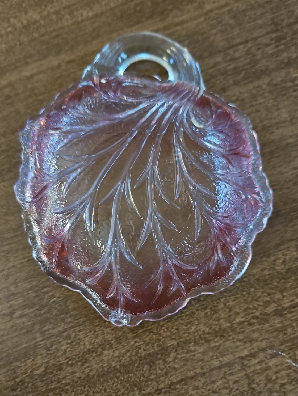 Indiana Glass Pink Pebble Glass Leaf Dish - Picture 3 of 5